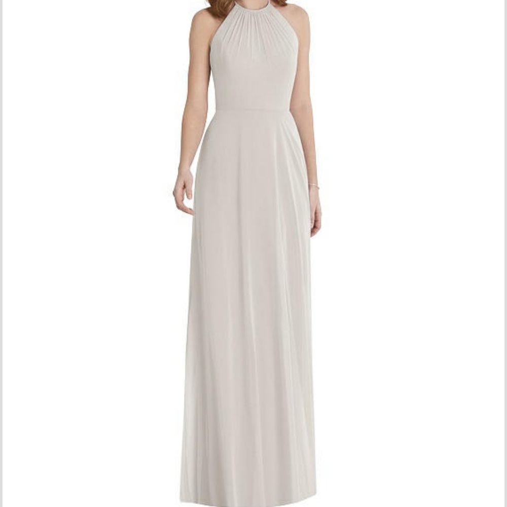 Light gray (oyster) tie back halter bridesmaids dress size 12